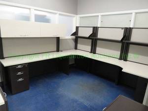 lot 655 image: Modular office corner work center with overheads