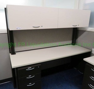 lot 656 image: Modular office work station with overheads