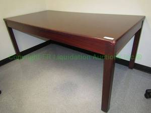 lot 749 image: Hon laminate top wood base single drawer utility table