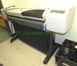 lot 209 image: Hewitt Packard (HP) DesignJet 510 plotter printer w stand and paper Model CH337A, 36x60x12 in