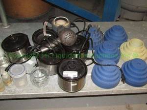 lot 255 image: Metal pots and drill bit stands (one with drill bits)