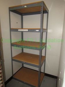 lot 737 image: Metal frame wood shelf utility shelving unit