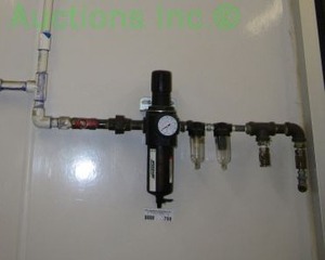 lot 700 image: Speedaire pneumatic inline water trap filtration system, 3 wall units total (Mounted to wall buyer must remove)