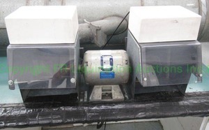 lot 592 image: Baldor 14-hp lighted polishing lathe station (mounted to bench, buyer must remove)