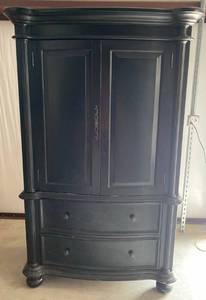 lot 43 image: country french black TV armoire