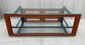 lot 54 image: BDI TV Stand with 3 glass shelves