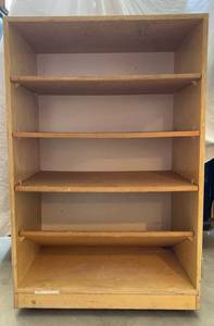 lot 67 image: wooden shelf on wheels