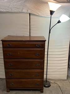 lot 121 image: chest of drawers with floor lamp
