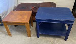 lot 158 image: 2 side tables and ottoman