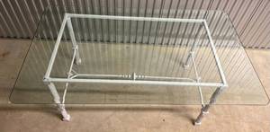lot 191 image: Wrought Iron Table with glass top