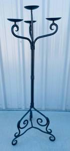 lot 187 image: Black Heavy Cast Iron Candelabra