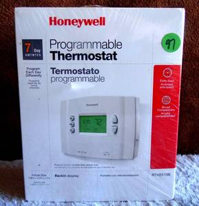 lot 97 image: NEW IN BOX - Honeywell RTH2510B1018 White 7-Day Programmable Thermostat With Backlight