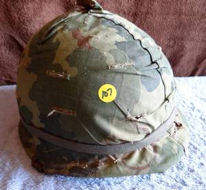lot 107 image: AUTHENTIC ARMY HELMEL WITH CAMO COVER
