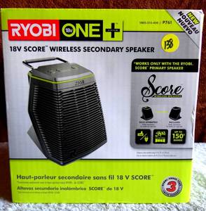lot 138 image: Ryobi One Secondary Wireless Speaker 18-Volt Lithium-Ion Hybrid Bluetooth Enabled - NEWSEALED BOX $$$