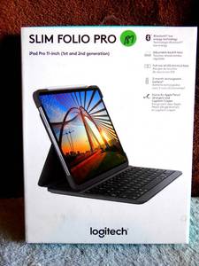 lot 187 image: Logitech Slim Folio Pro Case Backlit Bluetooth Keyboard iPad Pro 11-Inch Stand - 1st & 2nd Generation