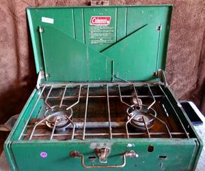 lot 193 image: VINTAGE Coleman Stove 2 Burner -White Gas -4136 Model