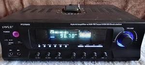lot 194 image: Pyle PT270AIU 300W Stereo Receiver W iPod Dock AMFM Tuner USB SD Input - WORKING