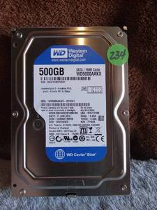 lot 234 image: Western Digital WD Blue WD5000AAKX 500GB SATA III 3.5 in Desktop Hard Drive