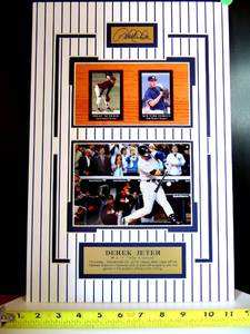 lot 3 image: CUSTOM MAT - DEREK JETER, NY YANKEES PHOTO & STAT DISPLAY READY FOR FRAMING