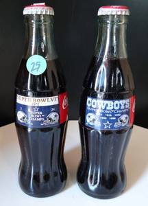 lot 29 image: COCA COLA UNOPENED DALLAS COWBOYS SUPERBOWL BOTTLES (2)