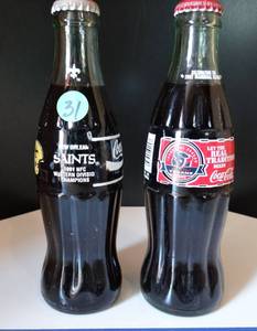 lot 31 image: NFL COCA COLA UNOPENED BOTTLES - NEW ORLEANS SAINTS & HOUSTON TEXANS