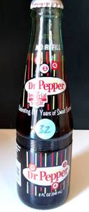 lot 32 image: VINTAGE DR PEPPER UNOPENED BOTTLE WITH REAL CANE SUGAR