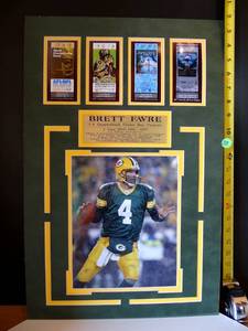 lot 33 image: BRETT FAVRE - GREEN BAY PACKERS HOFer - UNIQUE PHOTO DISPLAY WITH METAL BIO PLATE READY FOR FRAMING