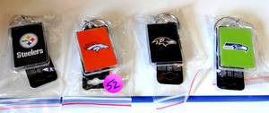 lot 52 image: ASSORTED LOT OF OFFICIAL NFL LICENSED KEYCHAINS - STEELERS, BRONCOS, RAVENS, & SEAHAWKS
