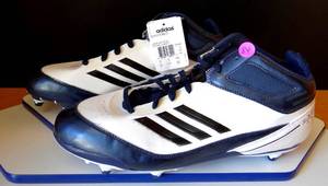 lot 84 image: Adidas Scorch X Superfly Low Blue and White Football Cleats - Size 13 - W TAGS