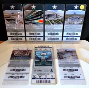 lot 87 image: 2009 DALLAS COWBOYS INAUGURAL HOME GAME TICKETS