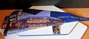 lot 116 image: DALLAS COWBOYS INAUGURAL AT&T STADIUM SOUVENIR PENNANT (WTAGS) & SUPERBOWL XLV COLLECTORS PIN