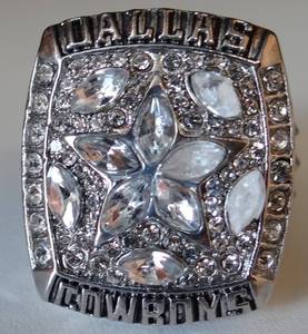 lot 145 image: 1995 Dallas Cowboys TROY AIKMAN Super Bowl Championship Ring Set SILVER TONE