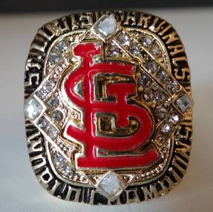 lot 146 image: BOB GIBSON (RIP) 2006 ST. LOUIS CARDINALS Championship Ring World Series 18k GOLD PLATE Sz 10.5