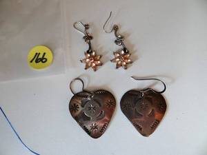 lot 166 image: PAIR OF EARRINGS - ONE STAMPED MEXICO 925 SILVER
