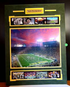 lot 201 image: GREEN BAY PACKERS CUSTOM MATTED HIGHLIGHT PRESENTATION WITH ENGRAVED METAL PLATE - MEASURES 17 X 22 12