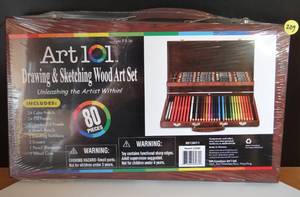 lot 209 image: ART 101 - 80 PIECE ART KIT - NEWSEALED IN BOX