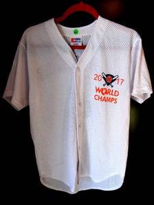 lot 216 image: 2017 WORLD CHAMPS BASEBALL STYLE JERSEY #4 SPRINGER - YOUTH L (WHITE)