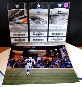 lot 218 image: DALLAS COWBOYS LOT - INAUGURAL YEAR TICKETS AND 8 X 10 PLAYER PHOTO