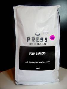 lot 296 image: PRESS COFFEE - FOUR CORNERS BLEND - ONE KILO - RETAIL $59.99