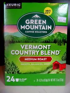 lot 297 image: (FITS KUERIG) GREEN MOUNTAIN - VERMONT COUNTRY BLEND COFFEE - BOX OF 24