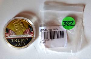 lot 322 image: DONALD TRUMP 2020 COMMEMORATIVE ENCAPSULATED COIN - VERY NICE