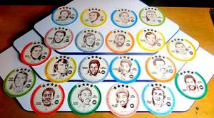 lot 194 image: 1976 BUCKMANS DISC  BASKETBALL SET 20 DISC - WABDUL JABBAR HAVLICEK FRAZIER & MORE