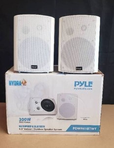 lot 1 image: Pyle IndoorOutdoor 6.5 Wall Mount Waterproof Bluetooth Speakers - Model PDWR61BTWT