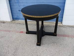 lot 133 image: Sherrill Furniture co. 42-Rd. Charleston Foyer Table, Black with Gold Tone Rings