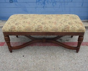 lot 34 image: Tapestry Style Window Seat  Bench, About 48 x 20 x 20-H