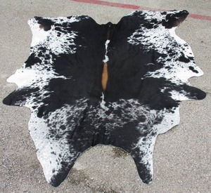 lot 23 image: Short Hair Tri Color Cowhide Rug