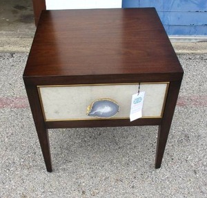 lot 35 image: IBB Design Furnishings- ISOLA Modern Classic Isola Gesso Walnut, Drawer Front Single Drawer Nightstand  Side Table