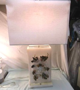 lot 5 image: John-Richard Profusion Of Crystal Modern Classic White Alabaster Table Lamp.