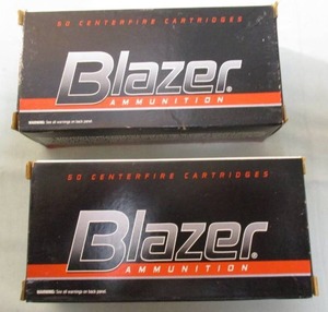 lot 47 image: 2-Boxes Of BLAZER 38-SpecialP, 125Gr. TMJ Cartridges, 50-Rounds-Per Box.