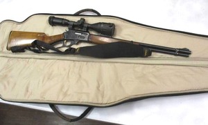 lot 27 image: 30-30 Rifle....The Marlin Fire Arms Co. Model 336,  30-30 Caliber Lever Action Rifle, With Leapers 10-50 MJ Scope #S50AOWJ, Flip-Open Lens Covers